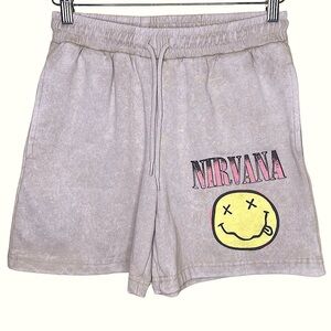 Nirvana Smiley Face Graphic Men’s Sweat Shorts Y2k Nwot Size S
